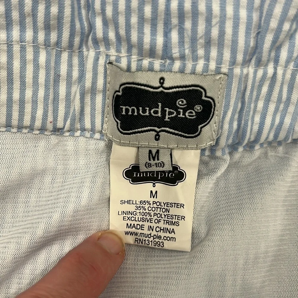 Mud Pie blue & white gingham pattern lined Skirt size medium